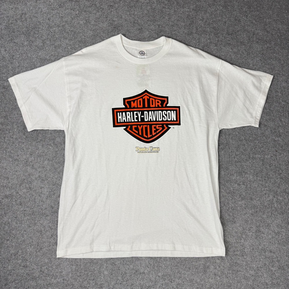 Harley-Davidson Punta Cana Dominican Republic Logo T-Shirt White Mens XXL